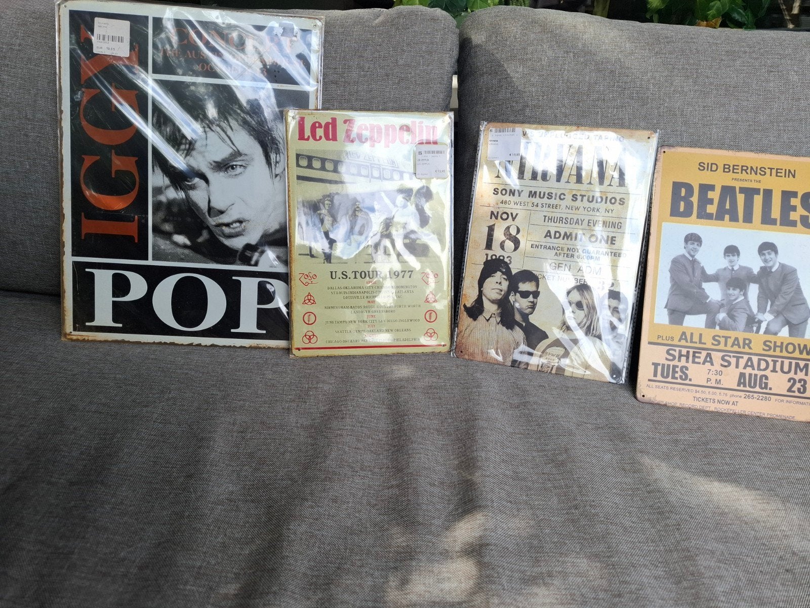 Concertbord The Beatles, Nirvana, Led Zeppelin en Iggy Pop, Verzamelen, Ophalen of Verzenden, Nieuw