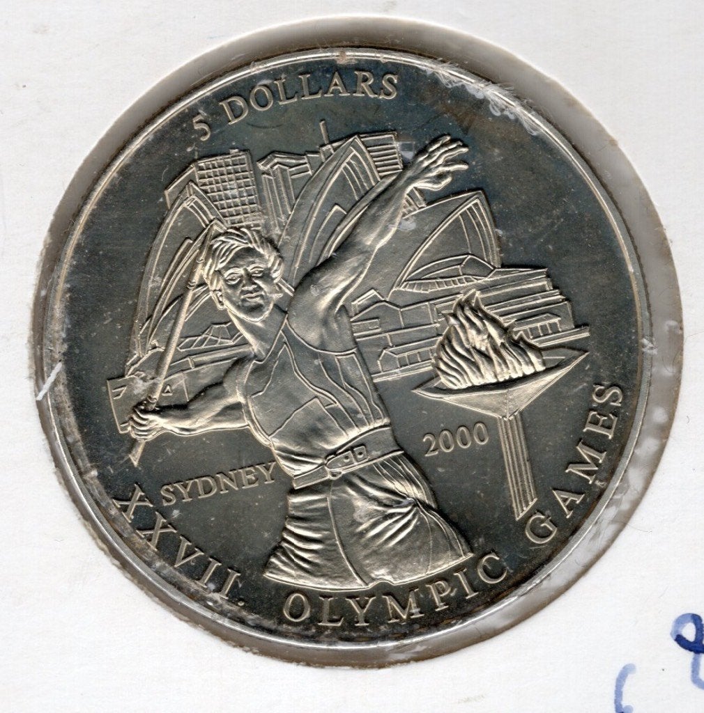 Liberia 5 Dollar 2000 Olympische Spelen, Postzegels en Munten, Munten | Afrika, Verzenden, Overige landen