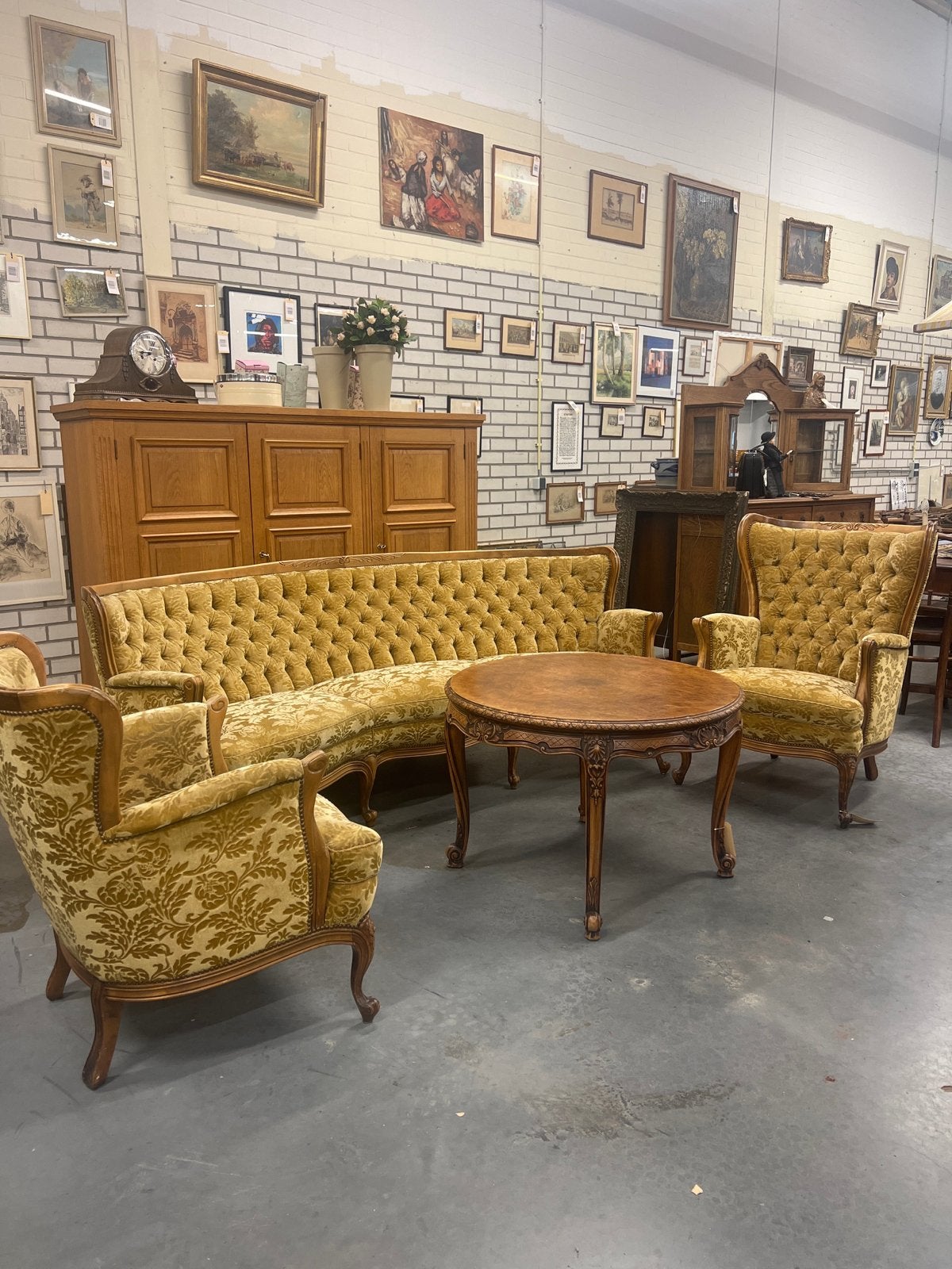 3-delige Louis XV Salonset - Bank en 2 Fauteuils, Ophalen