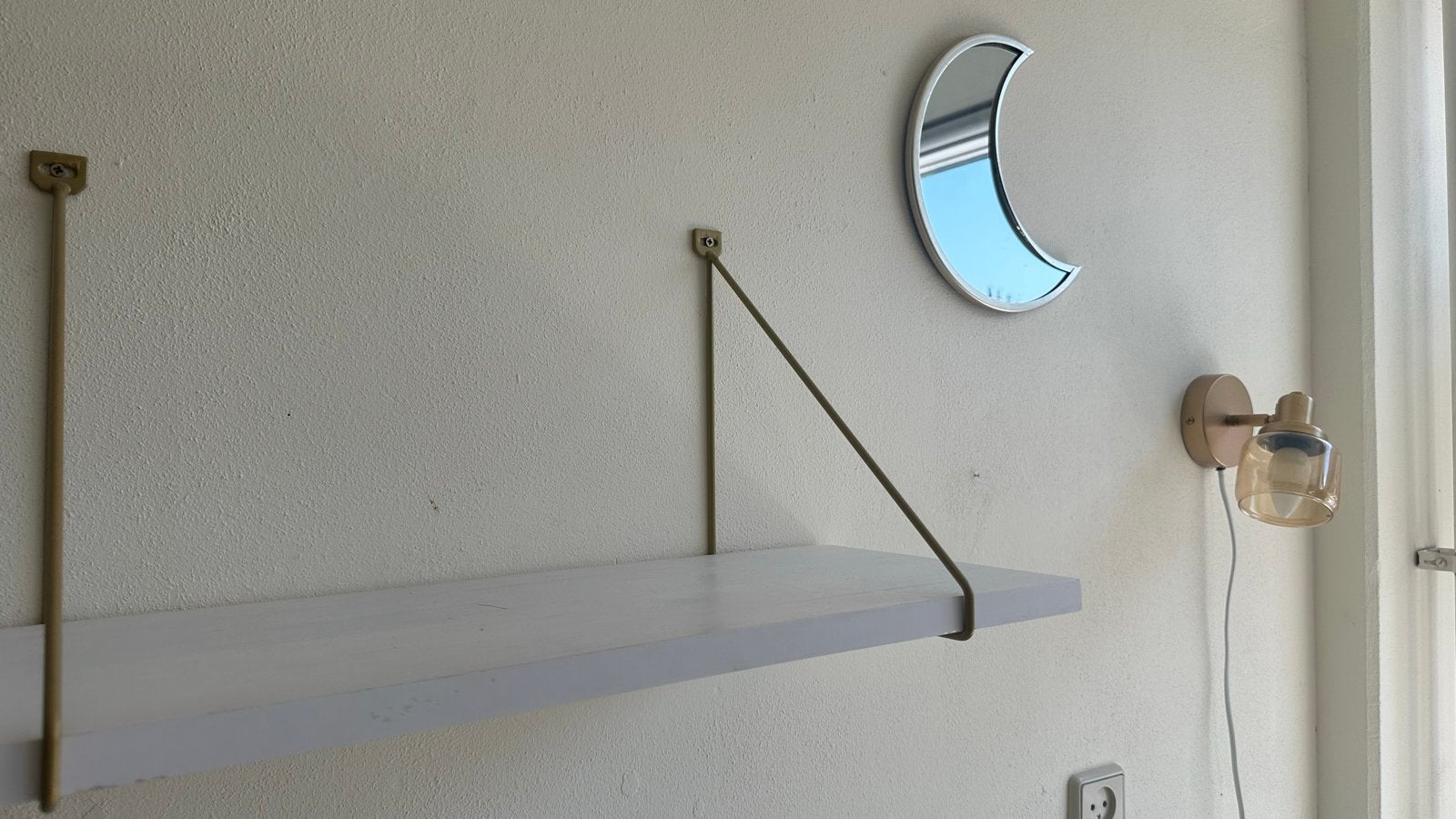Wandplank met spiegel en wandlamp – complete set, Ophalen, Minder dan 50 cm, Gebruikt, Minder dan 100 cm
