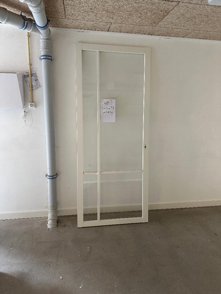 TEAB Moderne Glazen deur wit Links 230hx95br, Doe-het-zelf en Verbouw, Deuren en Horren, Ophalen, 80 tot 100 cm, 215 cm of meer