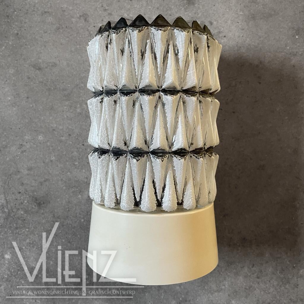 Vintage, midcentury plafondlamp cilinder, frosted glass lamp, Verzamelen, Retro, Huis en Inrichting, Ophalen of Verzenden