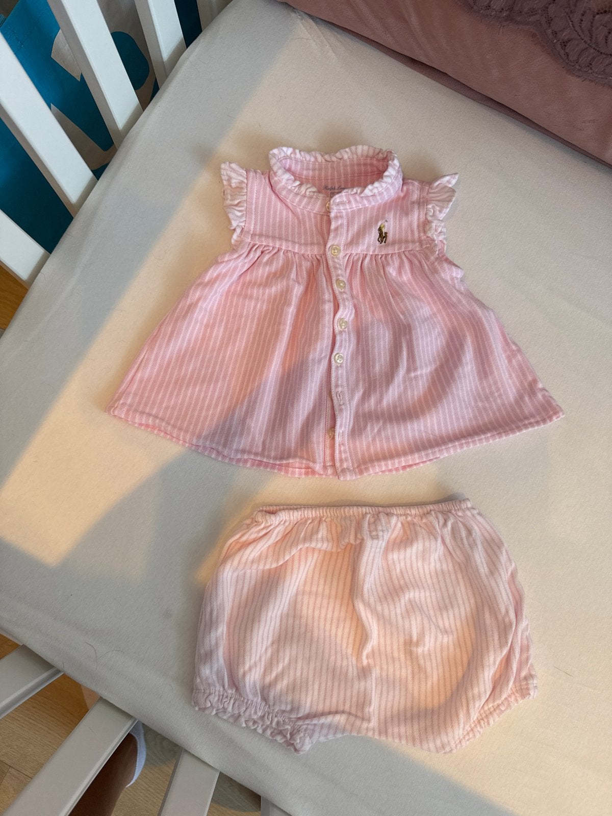 Ralph Lauren setje maat 74 - Roze gestreept, Kinderen en Baby's, Babykleding | Maat 80, Ophalen of Verzenden, Zo goed als nieuw