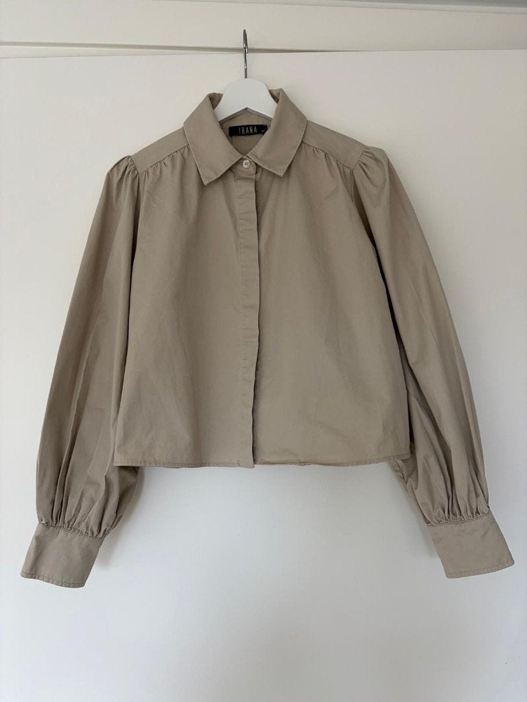 Ibana blouse beige, Ophalen of Verzenden, Zo goed als nieuw, Maat 38/40 (M), Beige