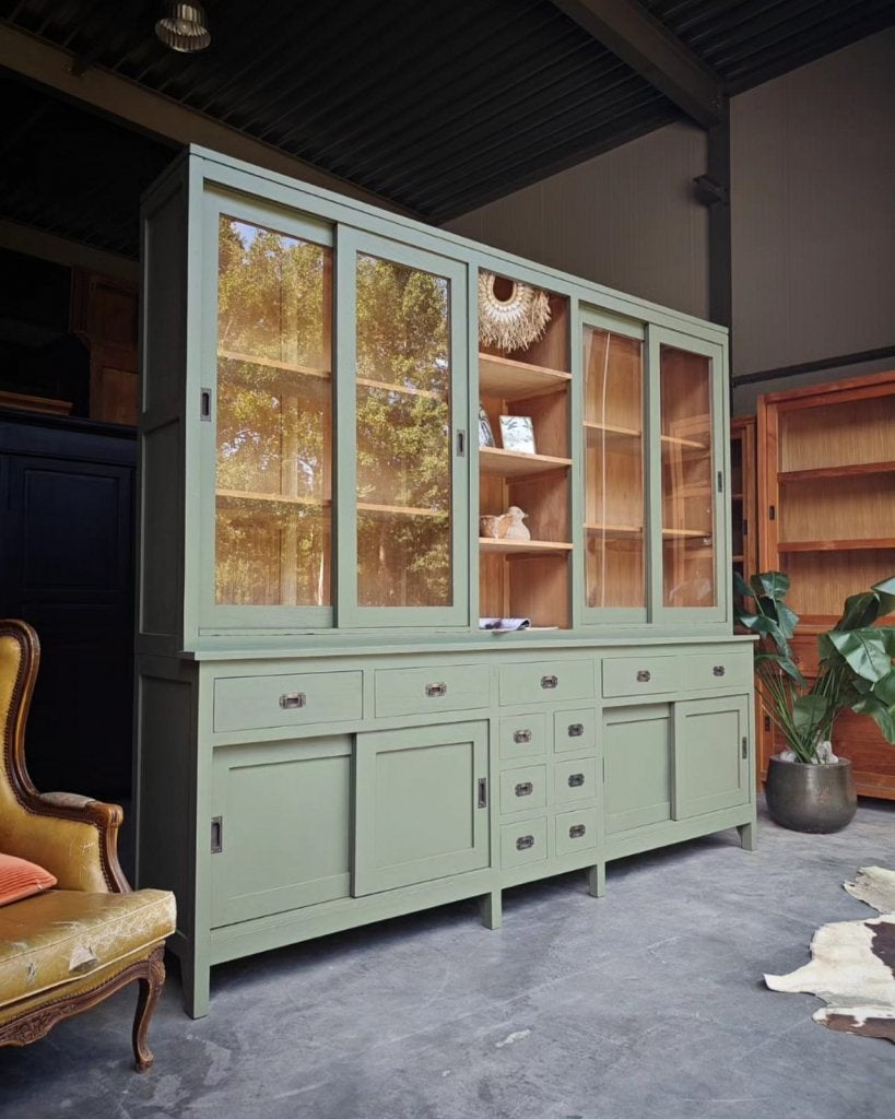 XL Buffetkast ~ Mosgroen ~ Teak #542, Niet ingevuld, 200 cm of meer, Niet ingevuld, Met lade(s)