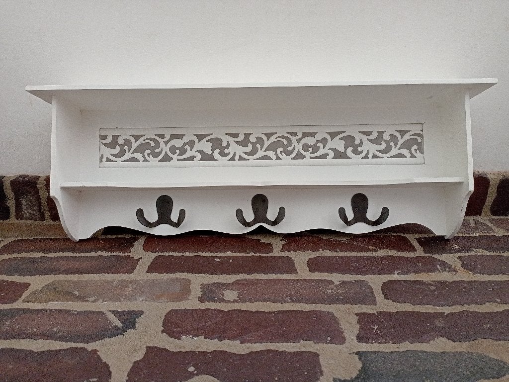 Kleine kapstok of handdoekenrekje wit 3 haakjes, Gebruikt, Minder dan 100 cm, Hout, Ophalen