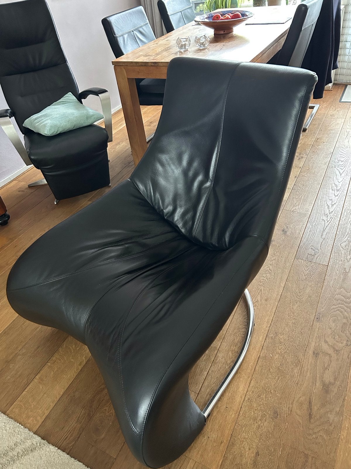 Leolux Darius fauteuil - Jan Armgardt - Zwart leer, Ophalen, Gebruikt, Zwart, Leer