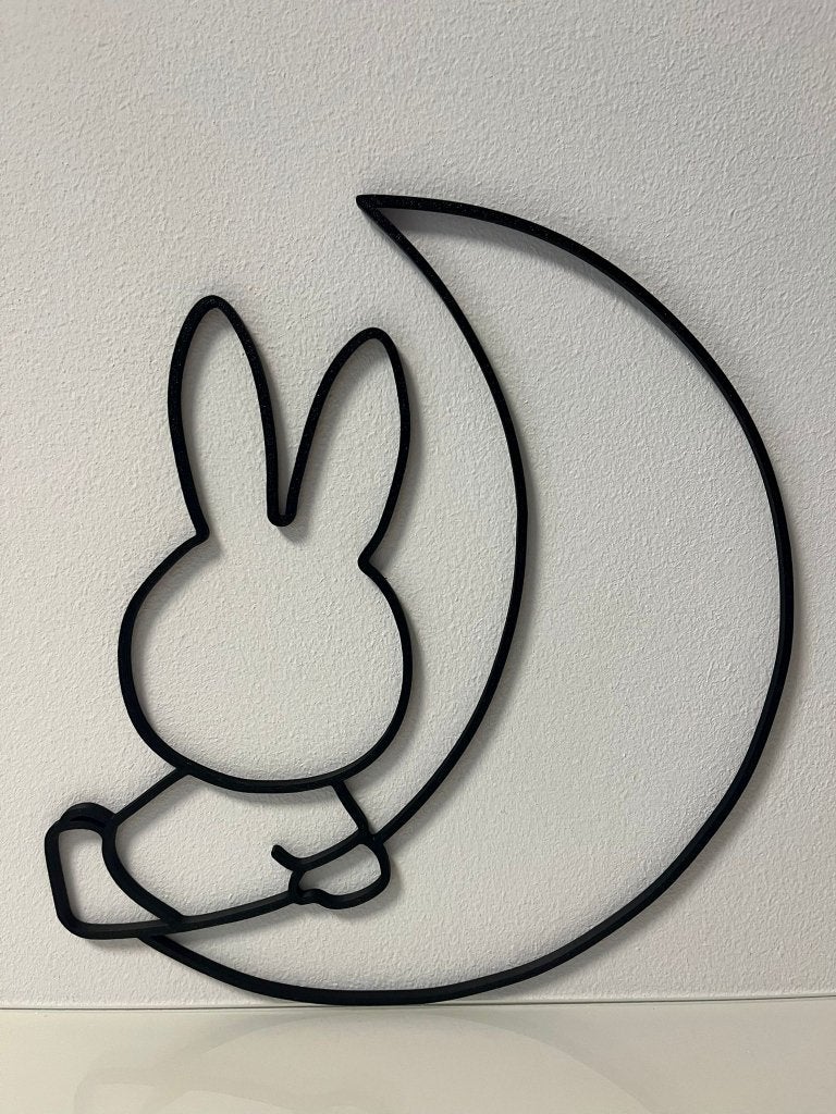 Nijntje op de Maan Wanddecoratie – 3D Geprint – Ca. 25 cm, Zwart, Nieuw, Ophalen of Verzenden, Kunststof