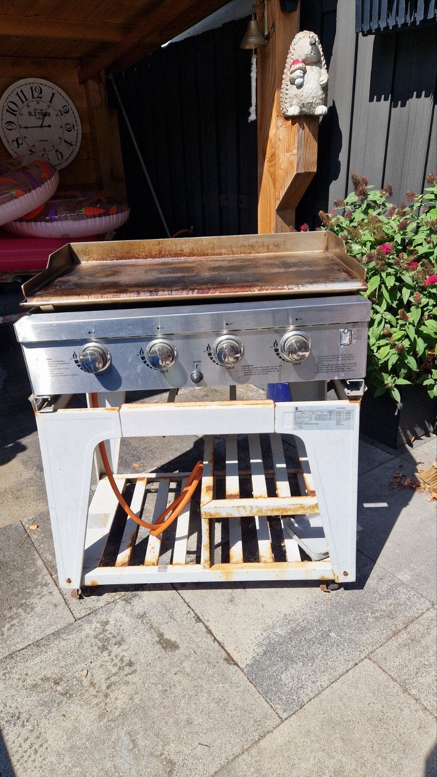 Gas BBQ met 4 branders en hoes, Tuin en Terras, Gasbarbecues, Ophalen, Gebruikt, Onbekend