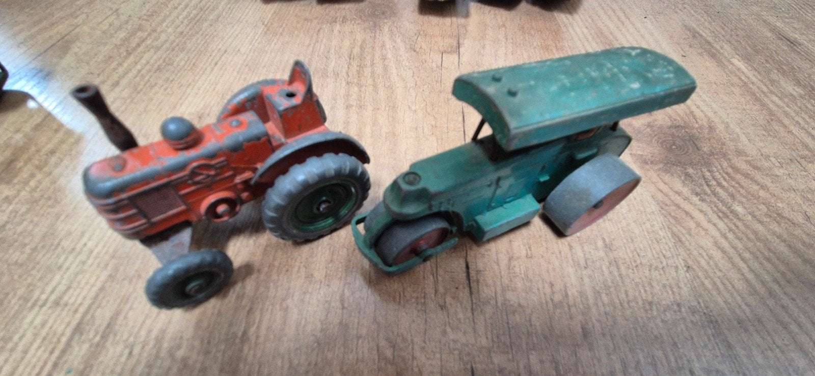 Setje Dinky Toys: Tractor,  Wegenwals en Range Rover + aanhr, Ophalen of Verzenden, Gebruikt, Auto, Dinky Toys