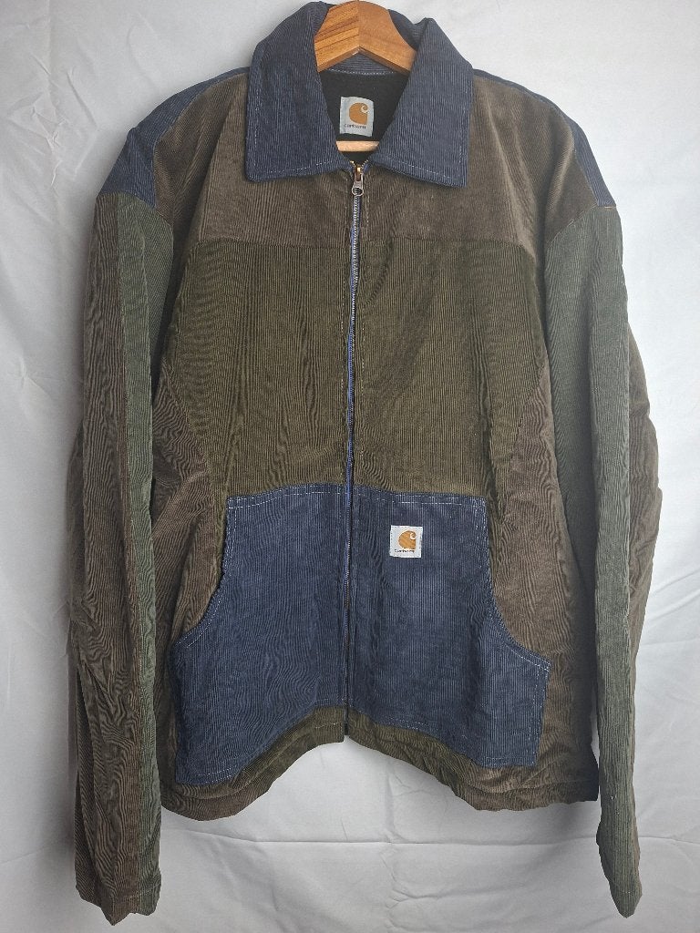 Carhartt 1of1 Reworked - mt L - Patchwork Corduroy Jas Jas, Maat 52/54 (L), Carhartt, Zo goed als nieuw, Carhartt.com/nl