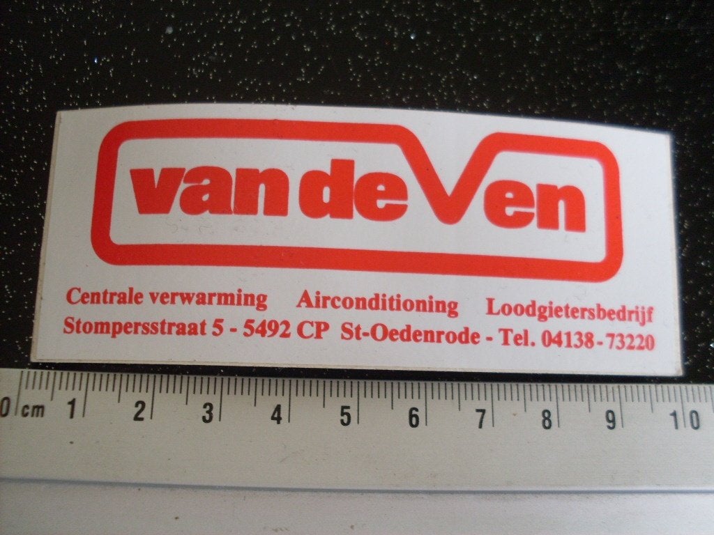 sticker van de Ven st-oedenrode logo cv airco loodgieter, Verzenden, Zo goed als nieuw, Bedrijf of Vereniging