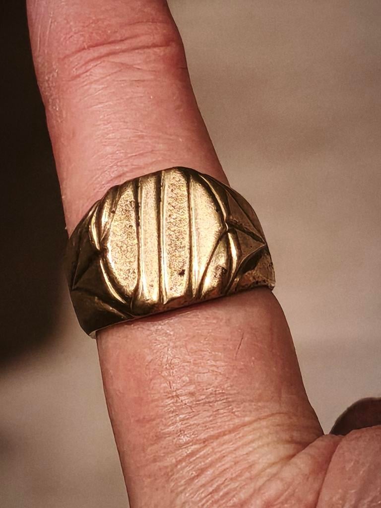 Gouden ring 14 karaat verguld, Sieraden, Tassen en Uiterlijk, Ringen, Gebruikt, 20 of groter, Heer, Ophalen of Verzenden