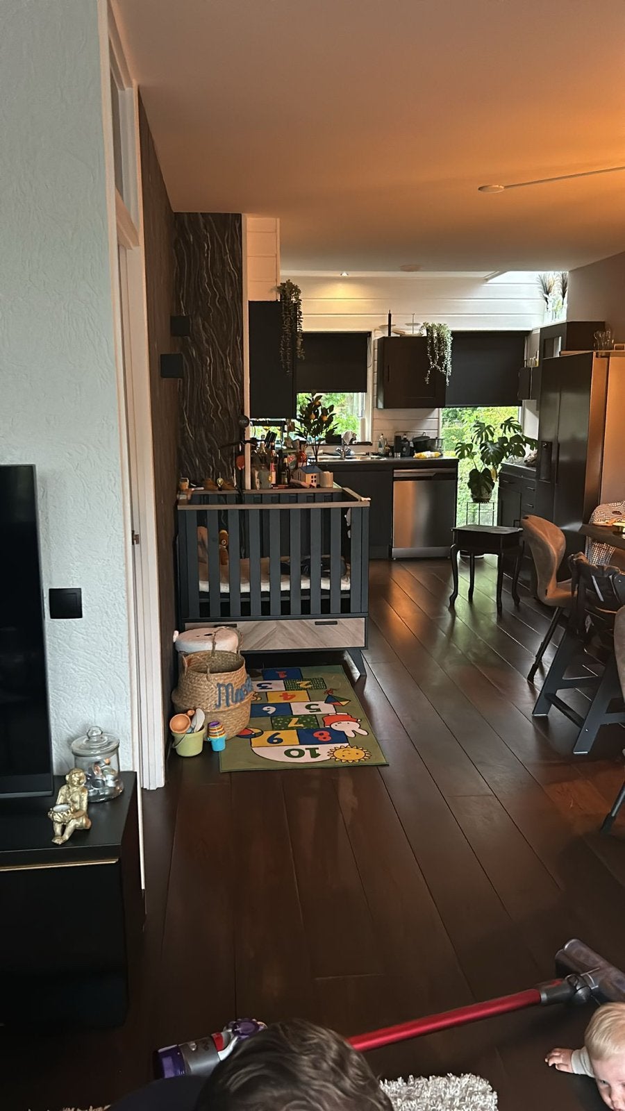 Interbaby Box Zwart met Visgraat Motief Lade, Kinderen en Baby's, Ophalen, Zo goed als nieuw, Rechthoekig, In hoogte verstelbaar