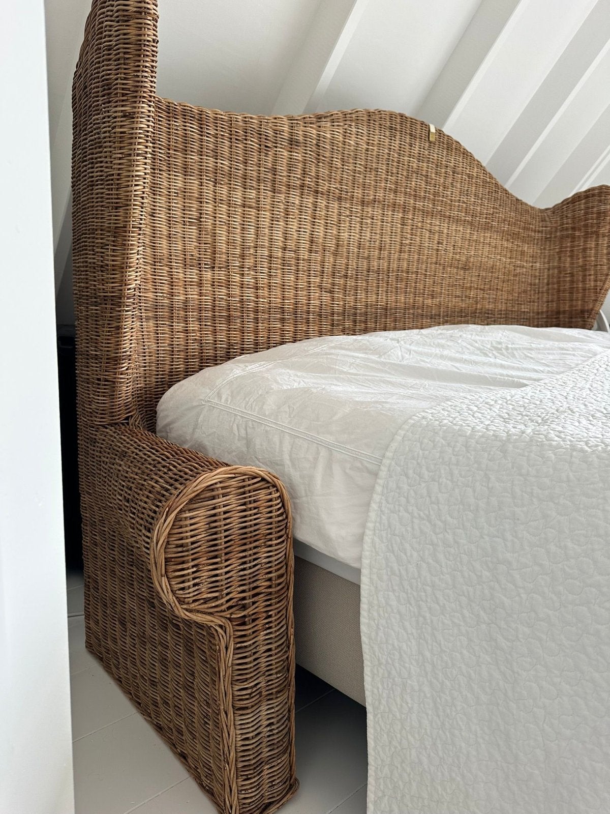 Rotan hoofdeinde tweepersoonsbed Riviera Maison, Huis en Inrichting, Slaapkamer | Bedden, Ophalen, Overige materialen, Bruin, Tweepersoons
