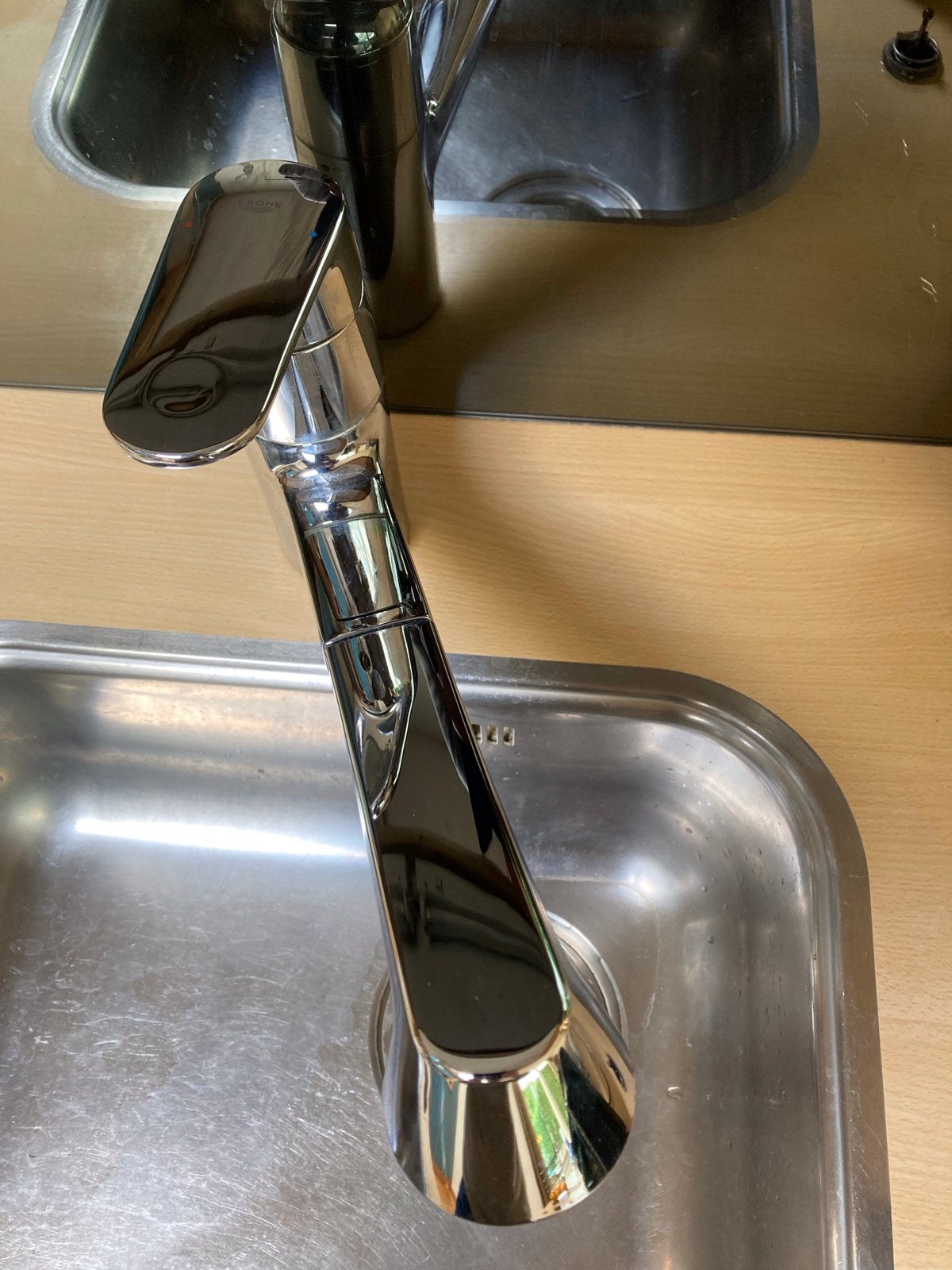 Grohe Keukenmengkraan met Uittrekbare Handdouche, Ophalen, Gebruikt, Grohe, Zilver