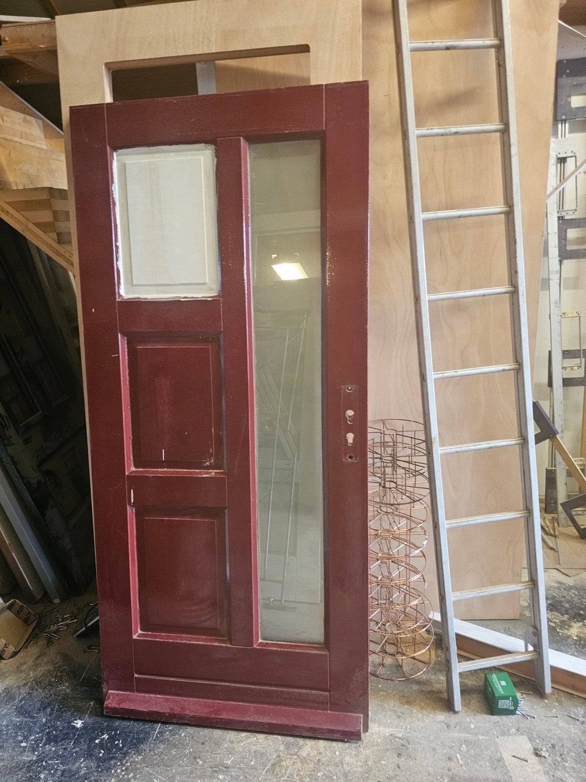Mooie Merbau Voordeur met Satijn Dubbel Glas Maat 201.5 x 93, Doe-het-zelf en Verbouw, Deuren en Horren, Ophalen, Gebruikt, 80 tot 100 cm