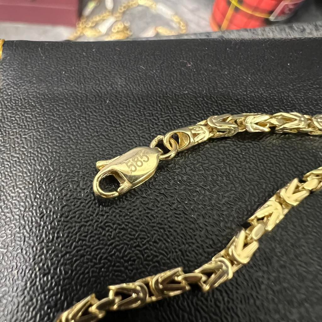 14k gouden armband koningsschakel onyx stenen, Ophalen of Verzenden, Zo goed als nieuw, Goud