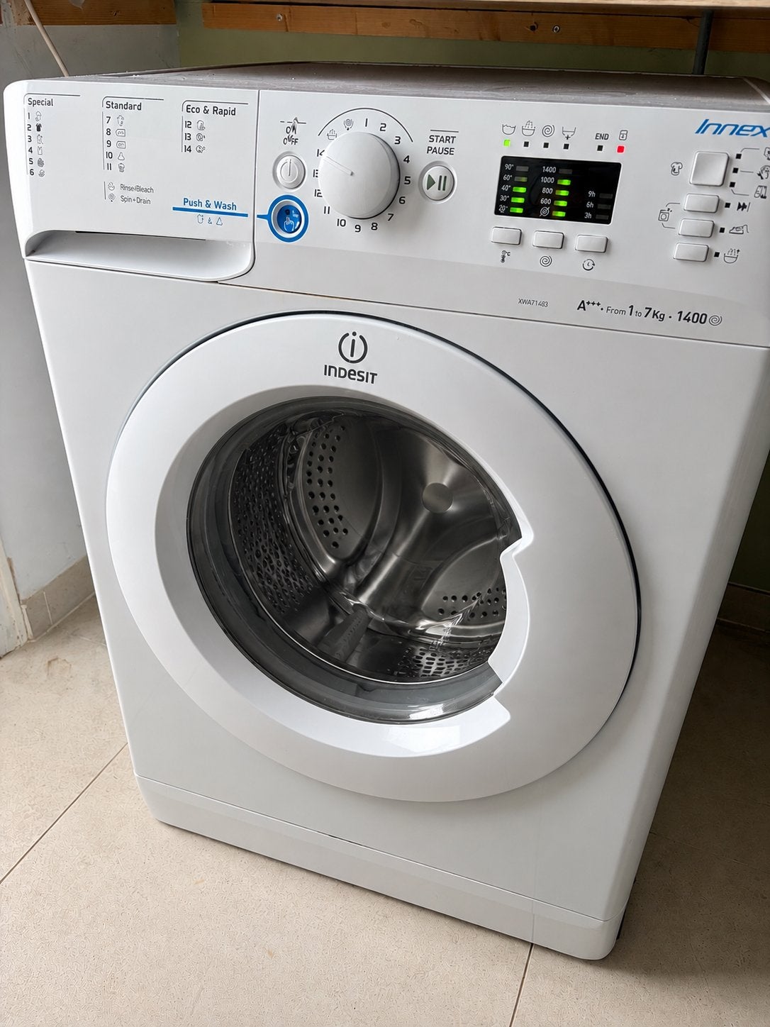 Indesit Innex Wasmachine 7kg, Gebruikt, Ophalen of Verzenden, 85 tot 90 cm, 1200 tot 1600 toeren