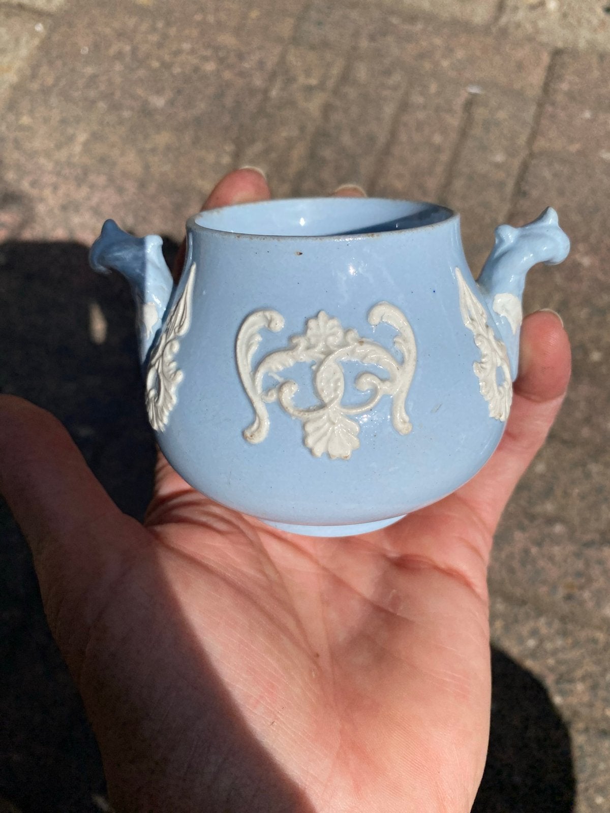 Antieke Wedgwood Jasperware Suikerpot - Lichtblauw, Ophalen of Verzenden