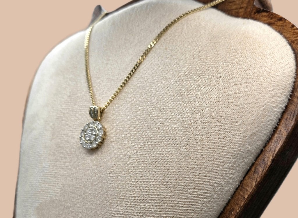 Gouden Vintage hanger met diamanten. Ca: 0.25 ct. 2026/612, Overige voorstellingen, ., Ophalen of Verzenden, Zo goed als nieuw