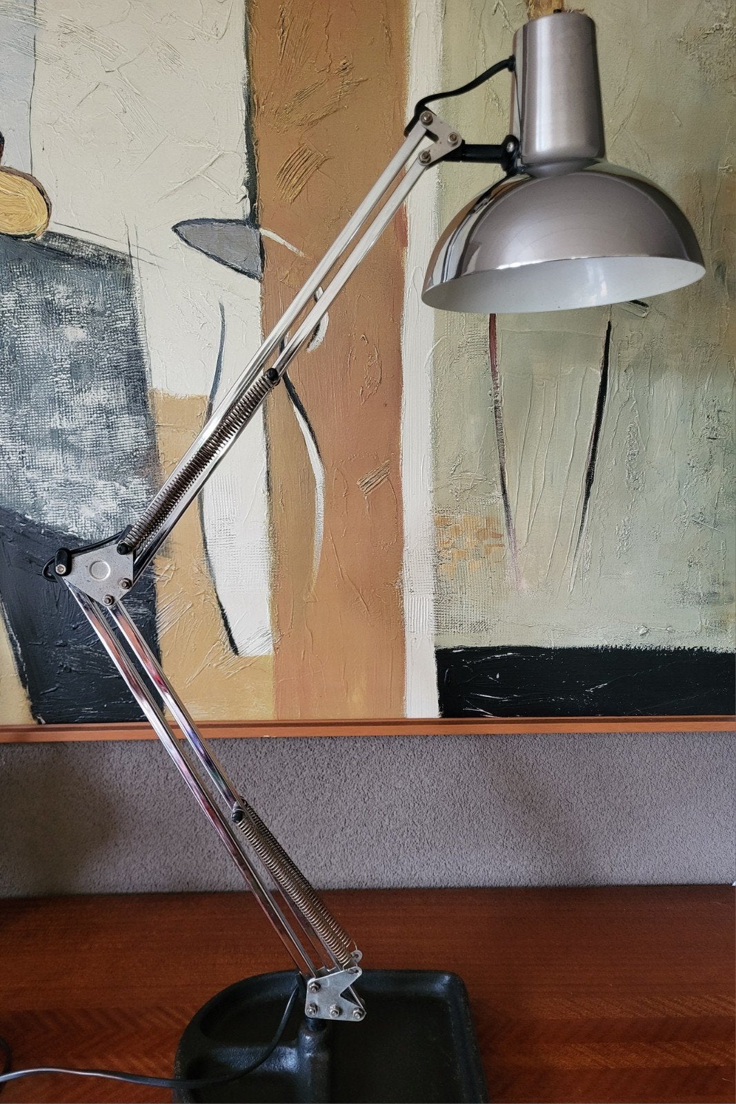 Fijne vintage chromen bureau lamp, Ophalen of Verzenden, Huis en Inrichting