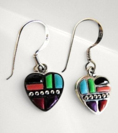 Mooie 925 zilver KINDERKOPJES multi stone hart oorbellen!, Sieraden, Tassen en Uiterlijk, Oorbellen, Hangers, Verzenden, Nieuw
