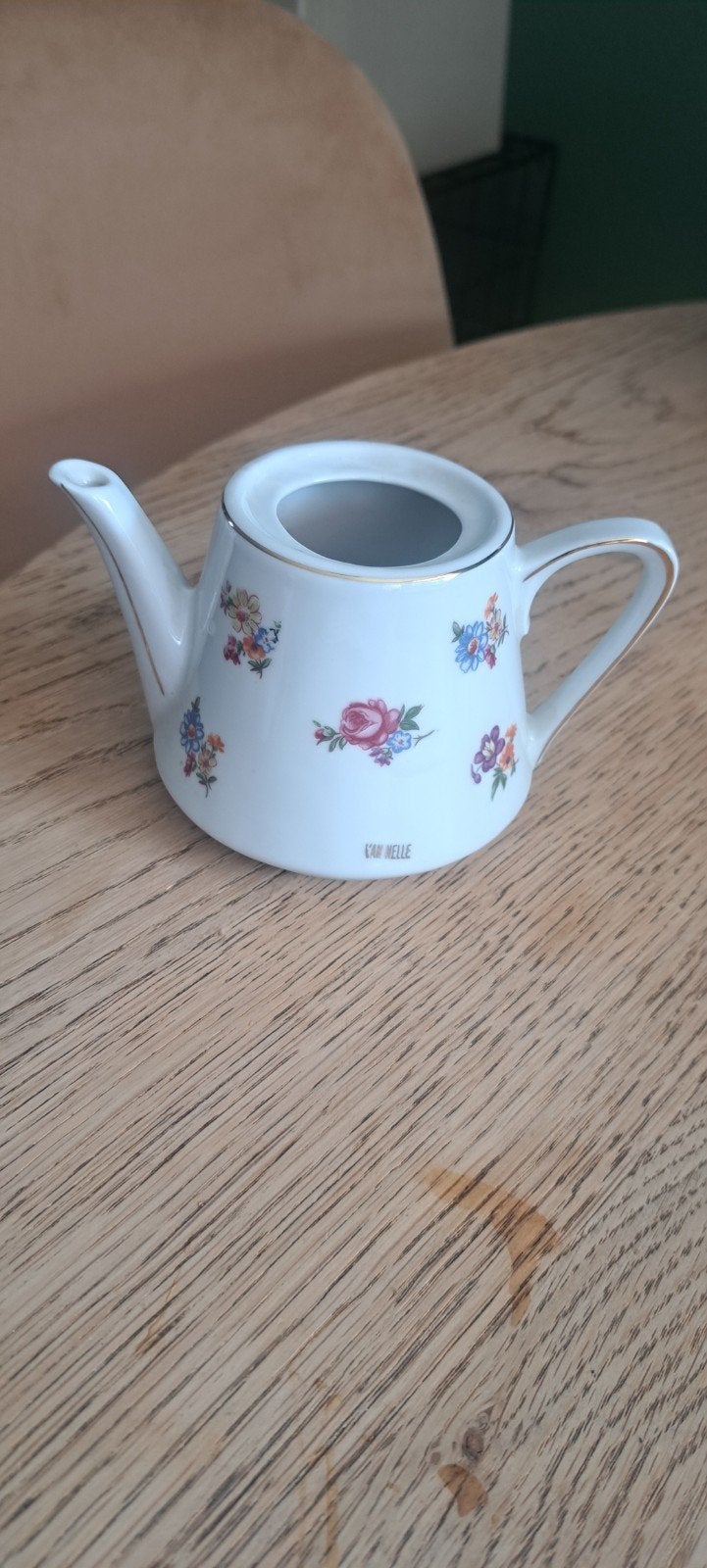 Van Nelle theepotje met bloemmotief, Gebruikt, Keramiek, Overige typen, Ophalen of Verzenden