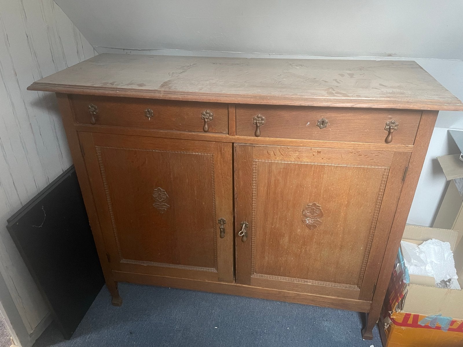 Antieke jaren 30 eikenhouten commode, Antiek en Kunst, Ophalen