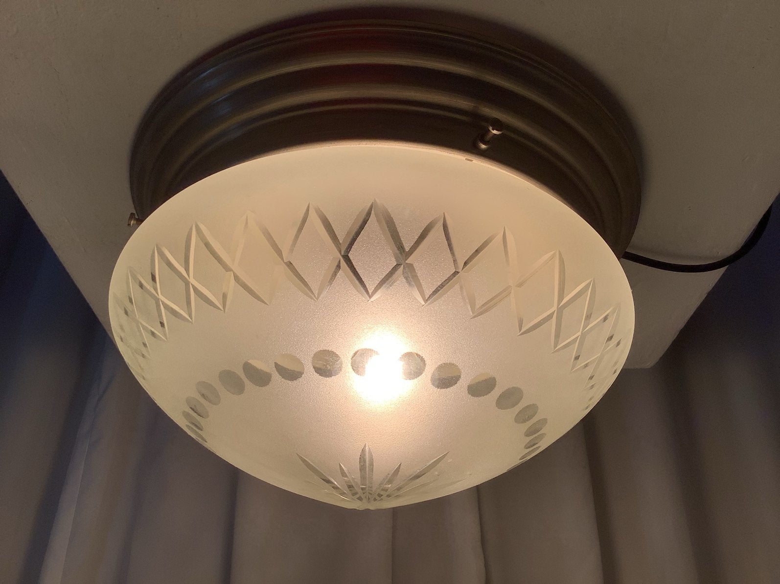 Mooie grote plafondlamp met geslepen glas, Antiek en Kunst, Ophalen of Verzenden