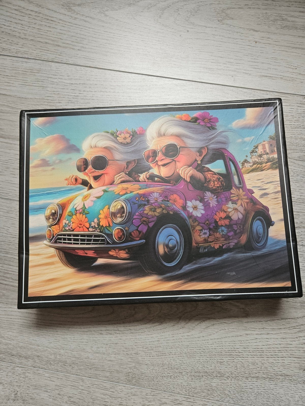 Puzzel: Vrolijke Oude Dames in Hippie Auto, Ophalen of Verzenden, 500 t/m 1500 stukjes, Nieuw, Legpuzzel
