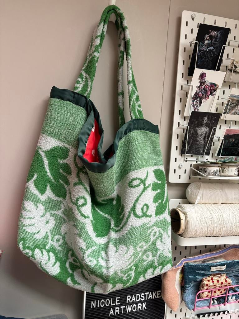 Reversible XXL Mombag Groen Vintage Deken Bloemenprint, Ophalen of Verzenden, Nieuw, Groen, Overige merken