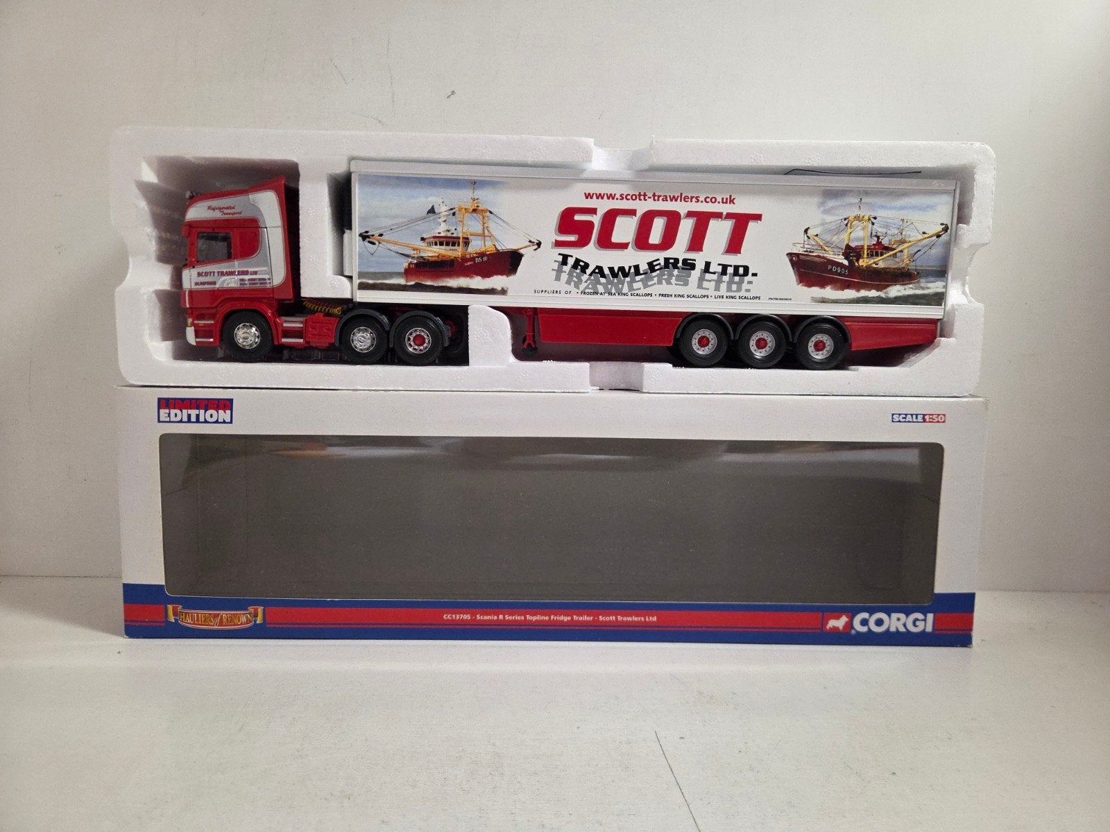 Corgi Scania R Topline koeloplegger Scott Trawlers Ltd, Corgi, ., Ophalen of Verzenden, Zo goed als nieuw