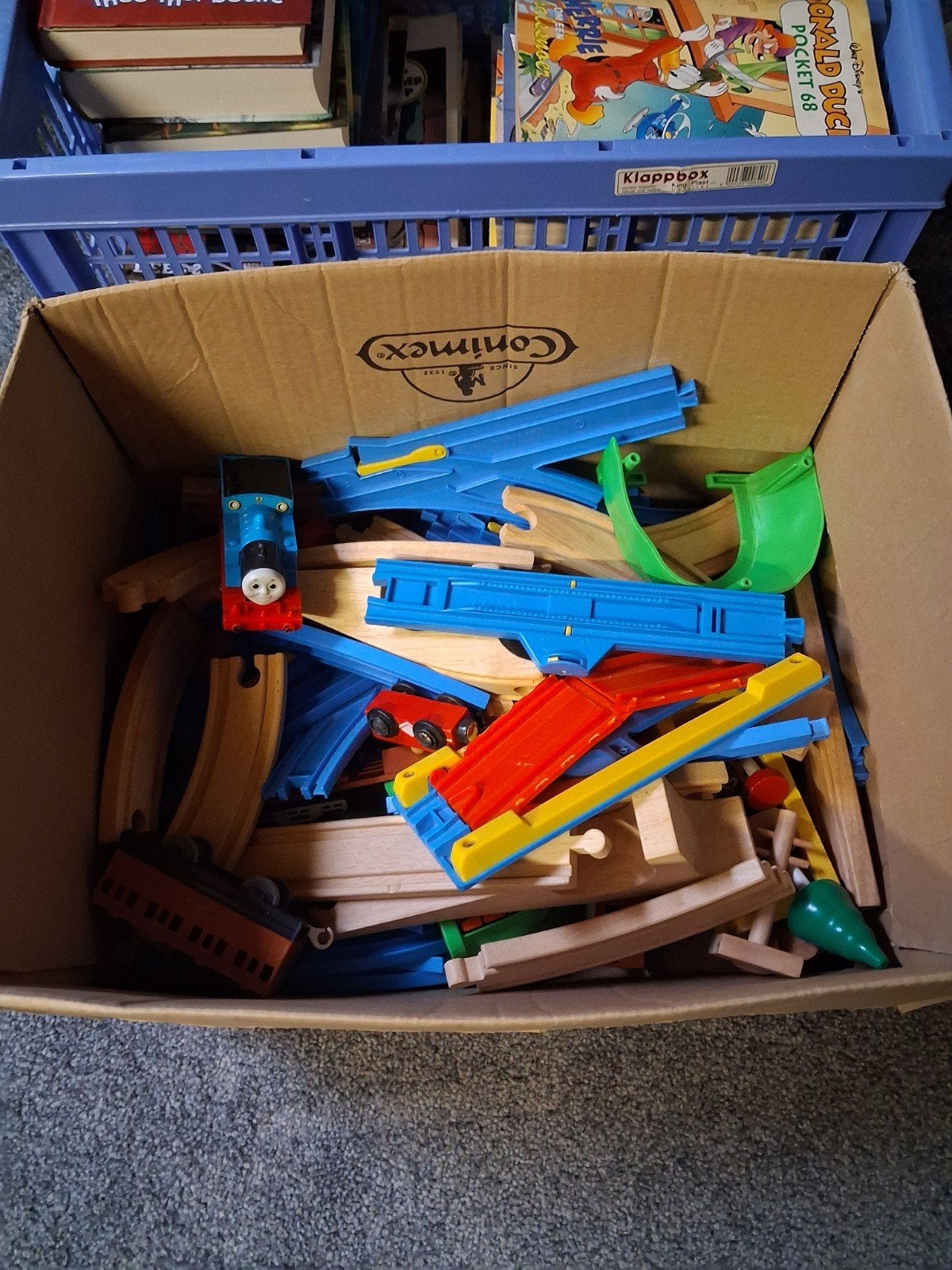 Thomas de trein met rails en nog een houten treinrails, Ophalen of Verzenden, Gebruikt