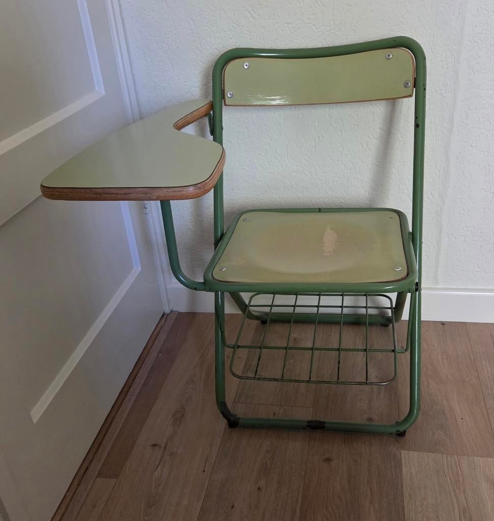 Schoolstoel lessenaar jaren '60 '70 vintage retro., Ophalen, Gebruikt, Overige kleuren