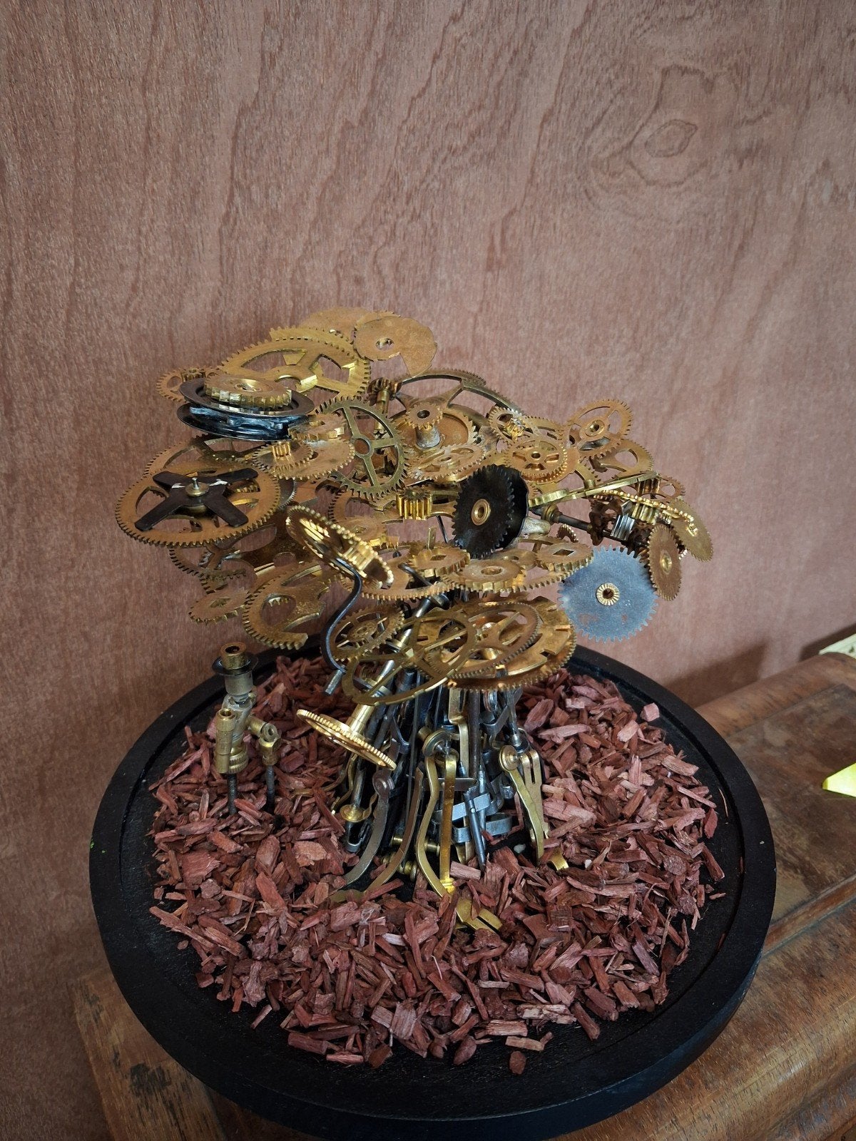 Kunstmodel klokonderdelen, Antiek en Kunst, Ophalen, Handgemaakt, Metaal, 20 - 50 cm