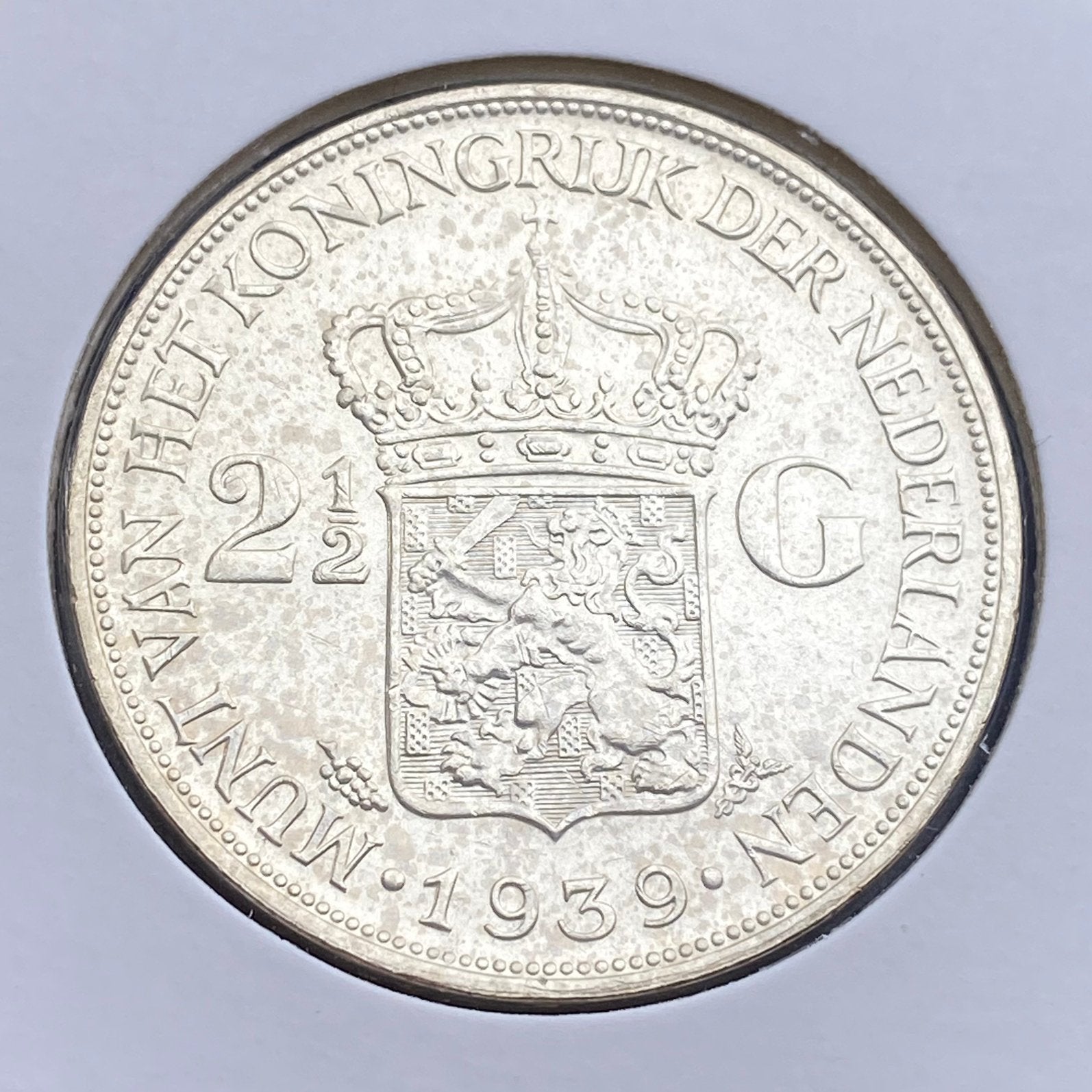 2,5 - 21/2 - 2.5 Gulden Zilver uit 1939 van Kon. Wilhelmina, Verzenden, Zilver, Koningin Wilhelmina, Losse munt