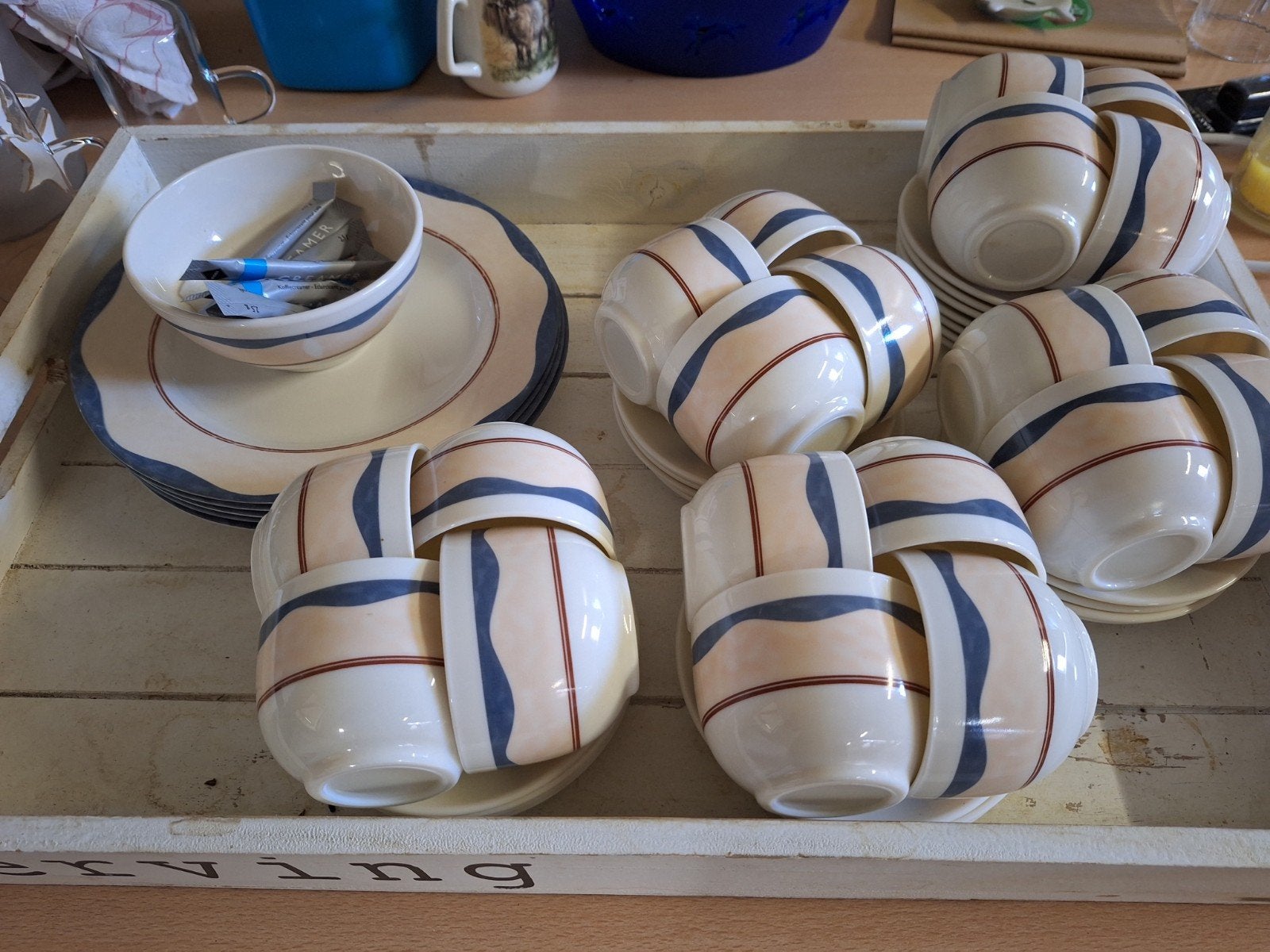 Arcopal servies: 5 borden, 1 schaaltje, 20 kopjes, Gebruikt, Overige merken, Keramiek, Ophalen of Verzenden