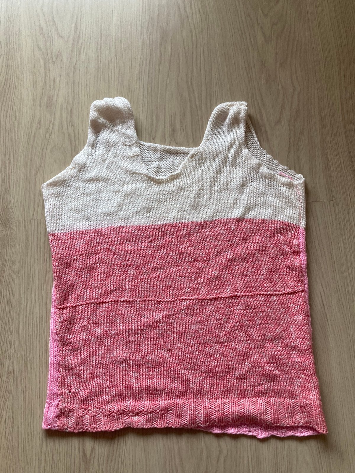 Zelfgebreide spencer, roze wit, maat L, Maat 38/40 (M), Ophalen of Verzenden, Zo goed als nieuw, Roze