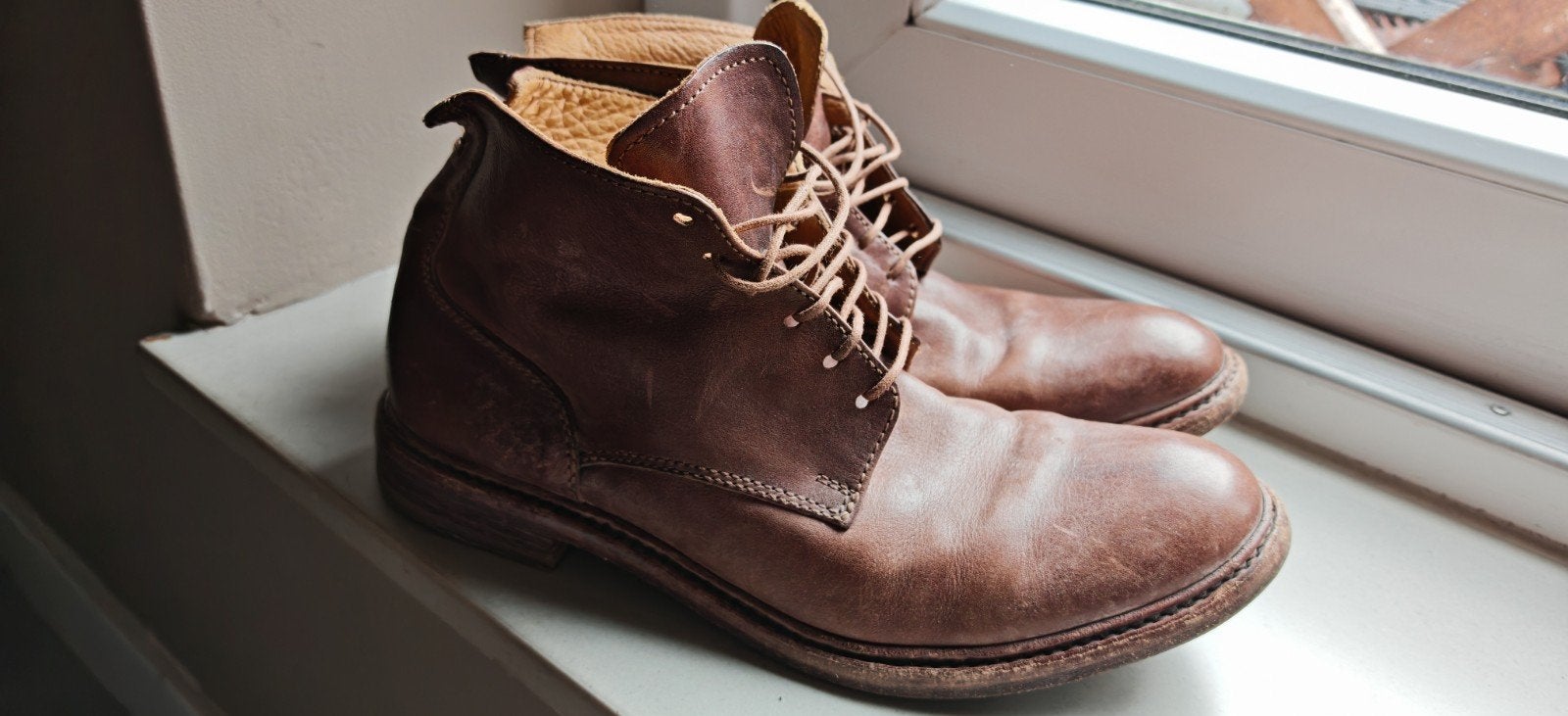 Moma leren veterboots maat 41, Boots, Ophalen of Verzenden, Gedragen, Bruin