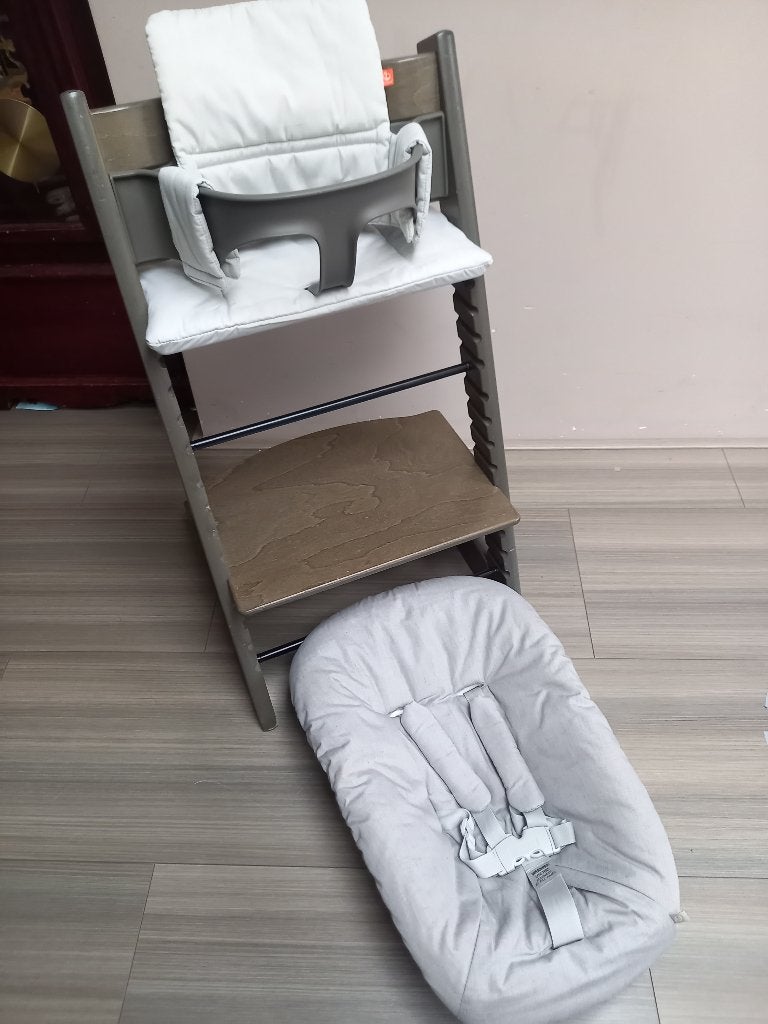 Stokke Tripp Trapp kinderstoel, met newbornset en babyset, Ophalen, Gebruikt, Meegroeistoel, Stoelverkleiner