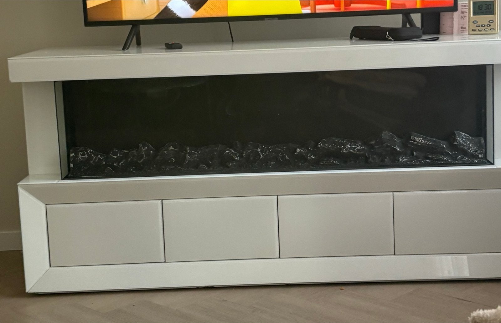 Elektrische haard met tv-meubel - 160 cm breed, Huis en Inrichting, Ophalen, Zo goed als nieuw, Inbouwhaard, Elektrische haard