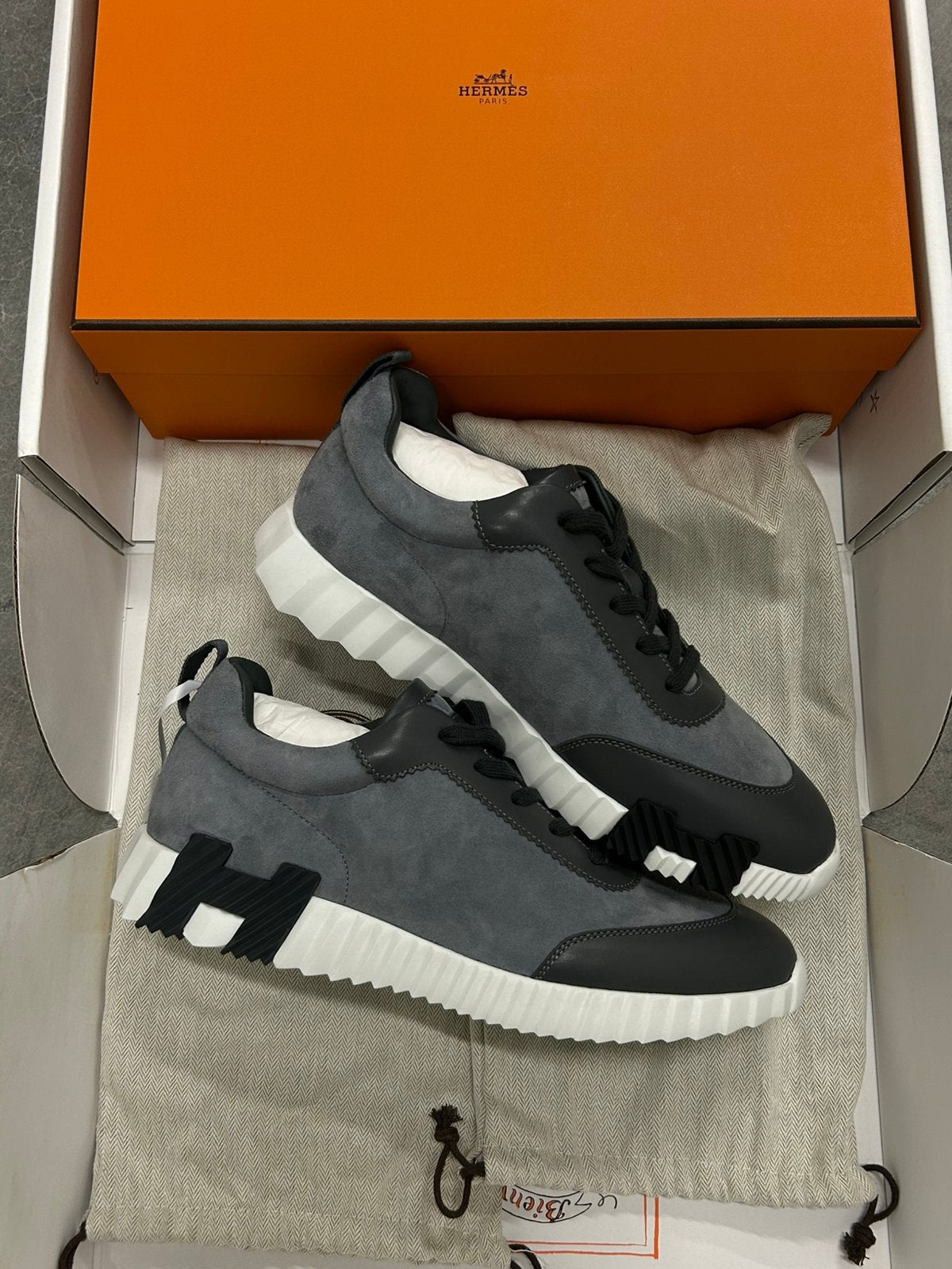 Hermes Bouncing Sneaker Gris Orage 42, Overige kleuren, Nieuw, Ophalen of Verzenden, Sneakers of Gympen