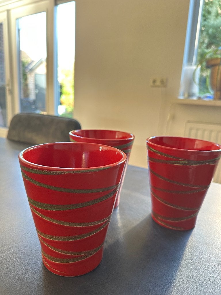 3 geglazuurde bloempotten  binnen, Tuin en Terras, Ophalen, Rond, Binnen, Zo goed als nieuw