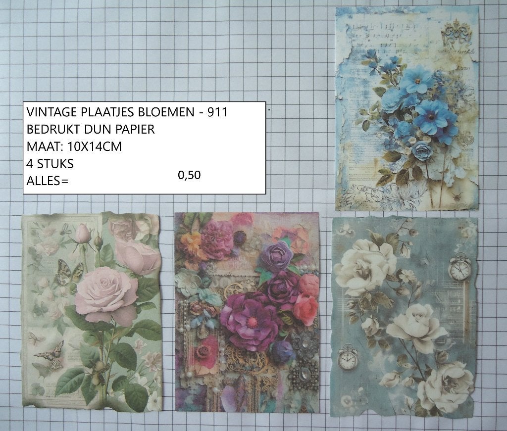 ❤️❤️vintage plaatjes bloemen 911 ( alleen verzenden, Ophalen, Nieuw, Overige thema's, Knipvel