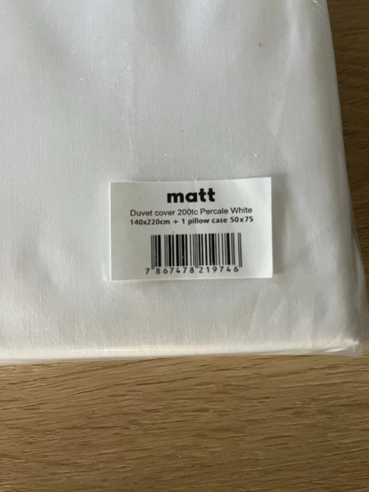 Matt Sleep Dekbedovertrek Wit 140x220cm + 1 kussensloop, Eenpersoons, Wit, Dekbedovertrek, Nieuw