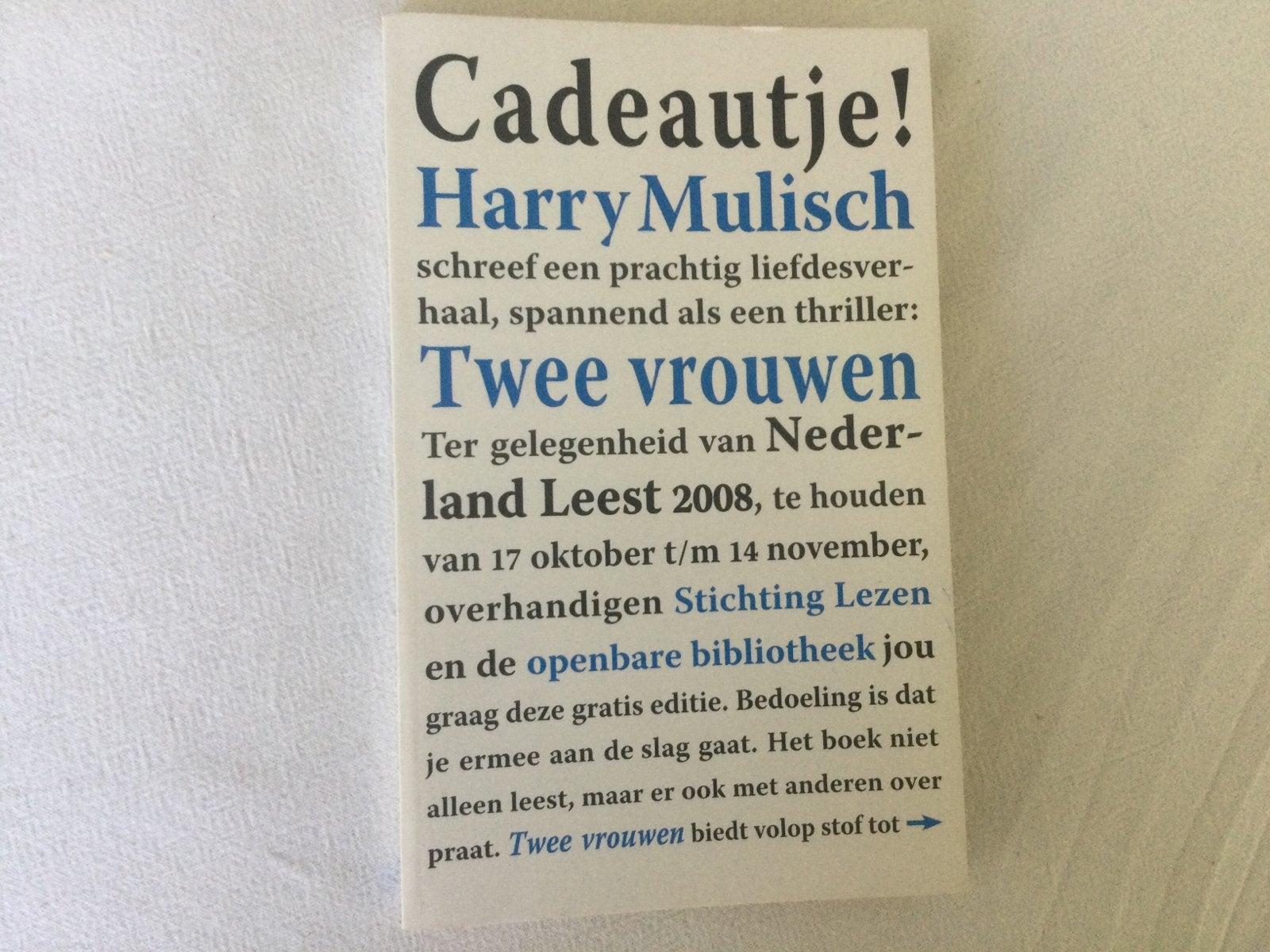 Harry Mulisch, Twee vrouwen, Ophalen of Verzenden, Zo goed als nieuw, Nederland