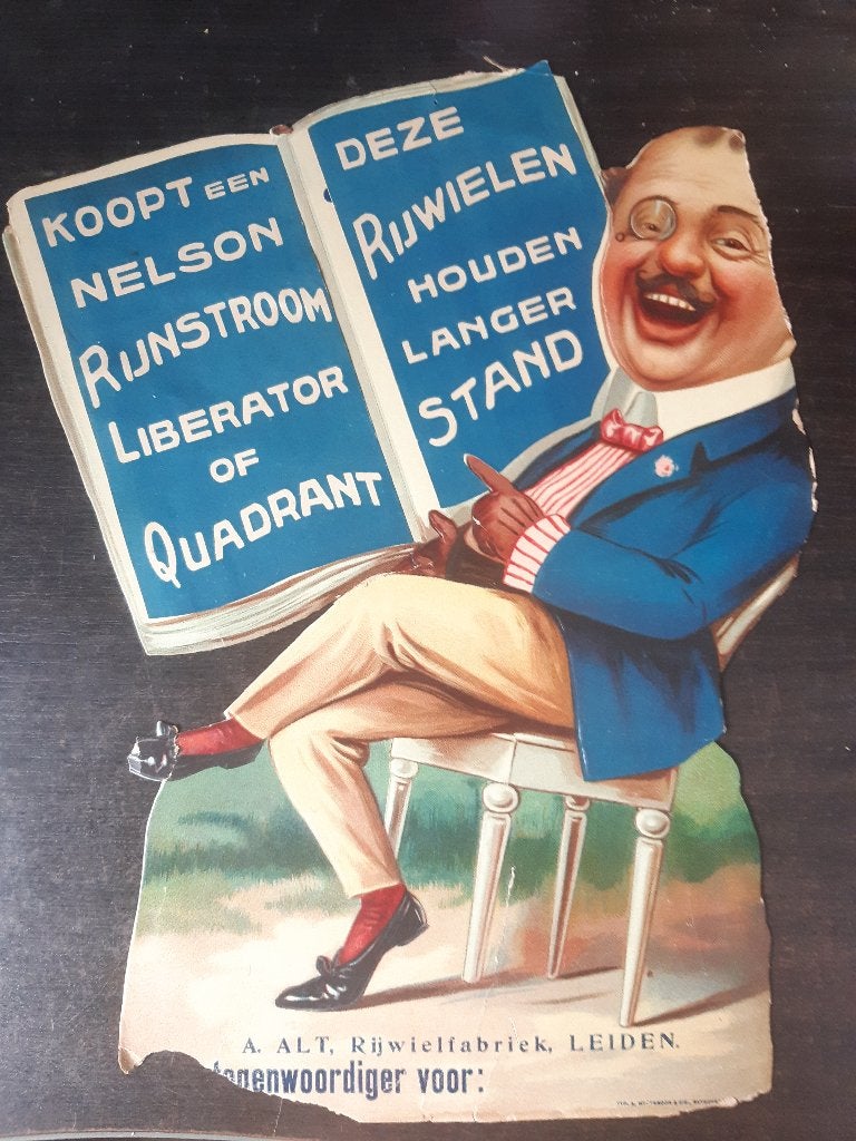 Origineel Reclamekarton Rijwiel Gladiator Leiden Fietsen, Ophalen of Verzenden, Gebruikt, Reclamebord