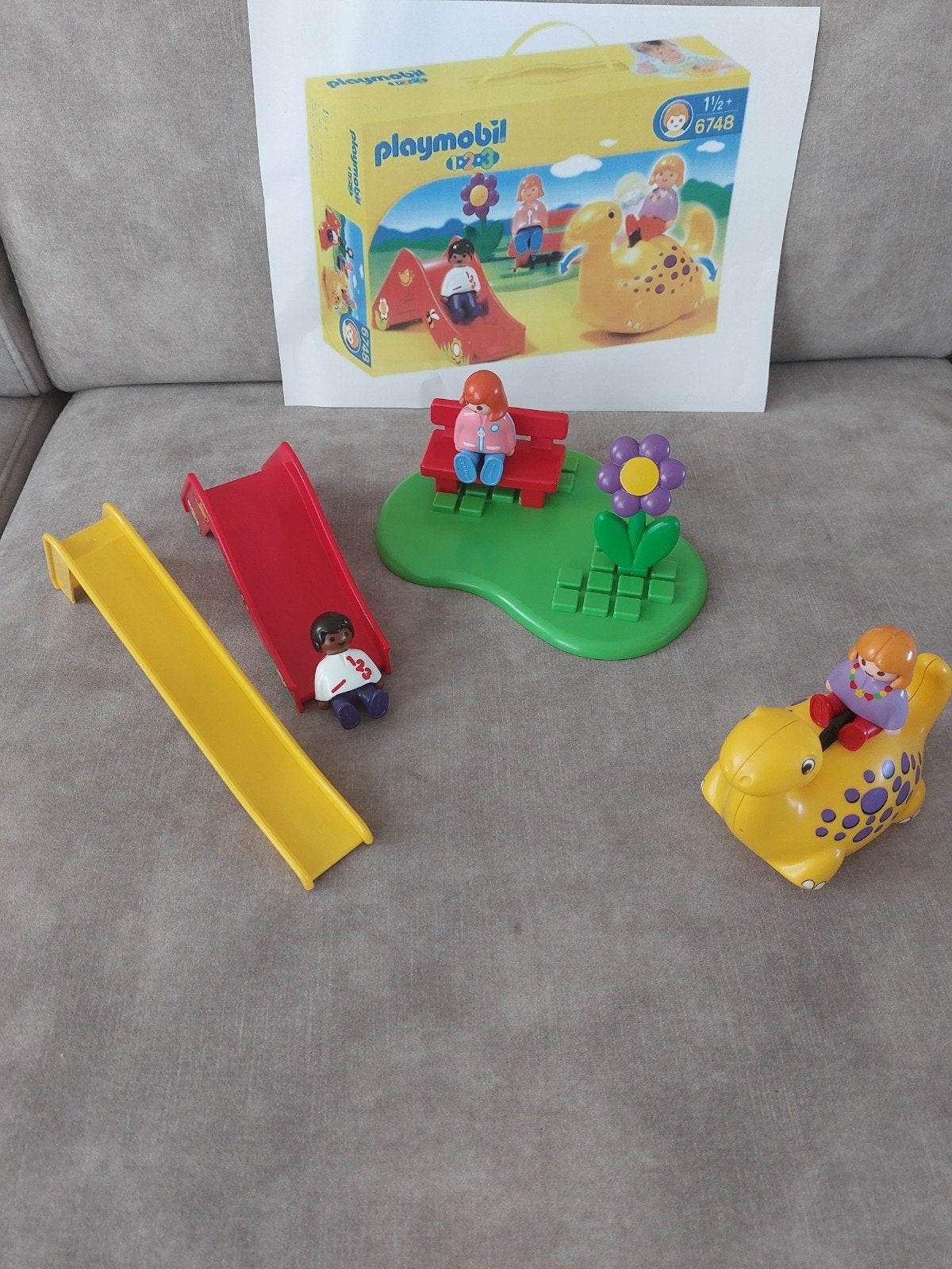 Playmobil 1.2.3 Speeltuin met Dino en Glijbaan (6748), Complete set, Overige typen, 1.2.3, Ophalen of Verzenden