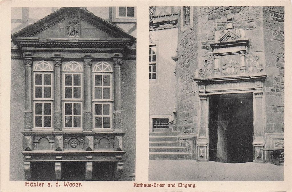 703-224-023 Höxter Weser Rathaus-Erker und Eingang, Ophalen of Verzenden, Voor 1920, Duitsland